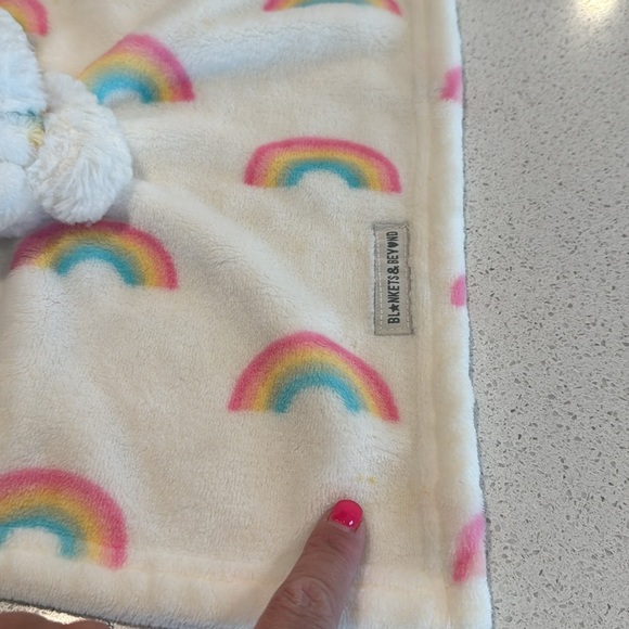 Blankets & Beyond Rainbow White Unicorn Baby Security Blanket Lovey Nunu - Picture 5 of 9